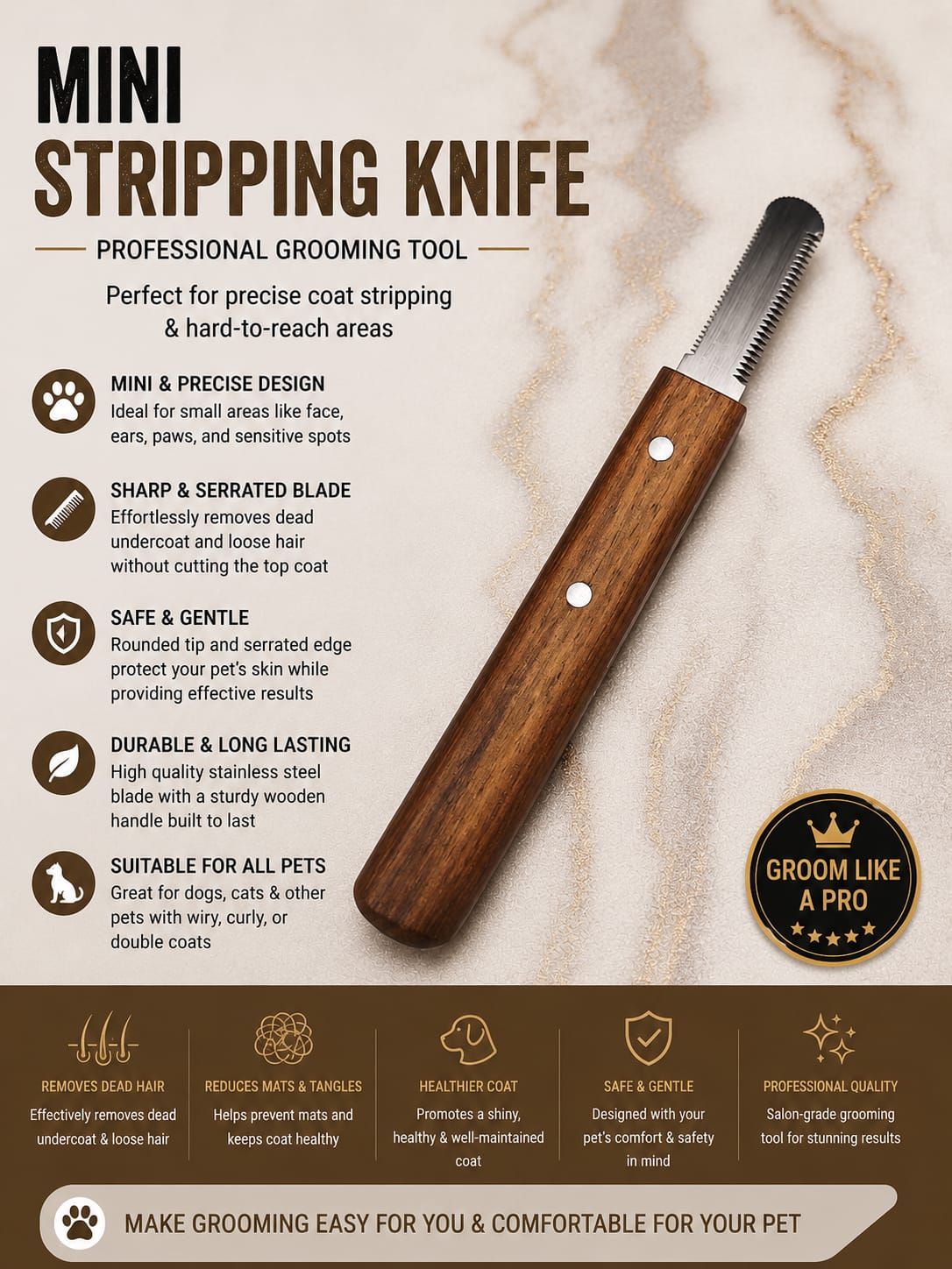 Mini Stripping Knife Professional Pet Grooming Tool for Precise Coat Detailing