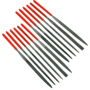 Assorted Needle Files Set with Red Handles Precision Metal Working and Jewelry Filing Tools